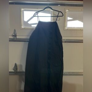 Who What Wear army green side button down strap dress